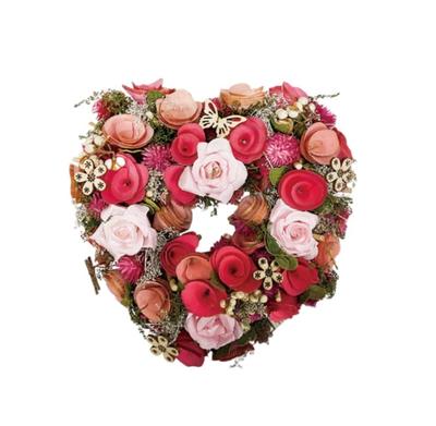 Q-FLA 798153 Christmas Heart Wreath M Natural Material Indoor Holiday Decor 24.5 X Cm