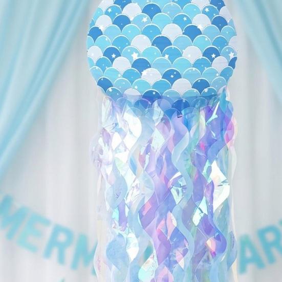 Jellyfish Lanterns Large Hanging Jellyfish Paper Lantern with Mermaid Scales for Under The Sea Baby Shower Ocean Theme Mermaid Birthday