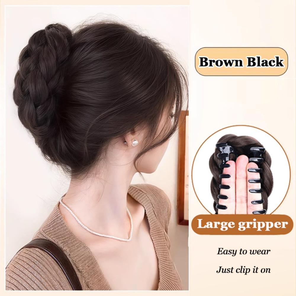 New Synthetic Hair Bun Claw Clip Natural Brown Bun Head Wig Fluffy Black Wig Hair Clip Women