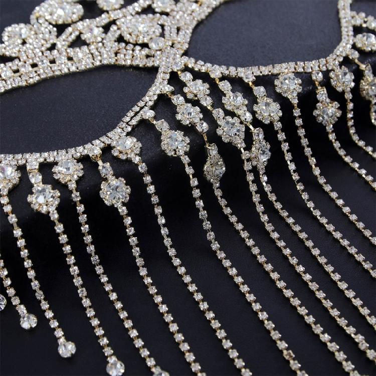 Indian Tassels Veil Mask for Face Women Rhinestones Face Mask Masquerade Dance