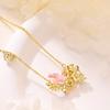 Korean version of sweet temperament light luxury handmade oil drop enamel glaze flower pendant collarbone chain women's senior sense snake bone chain