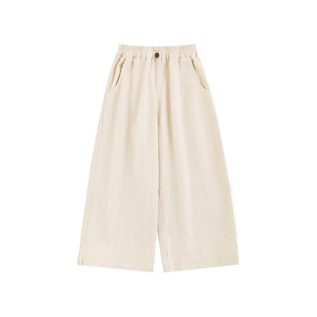 Libu Girl's Retro Corduroy Pants - Soft, Skin-Friendly, Windproof, Warm, Loose-Fit Straight-Leg for Autumn