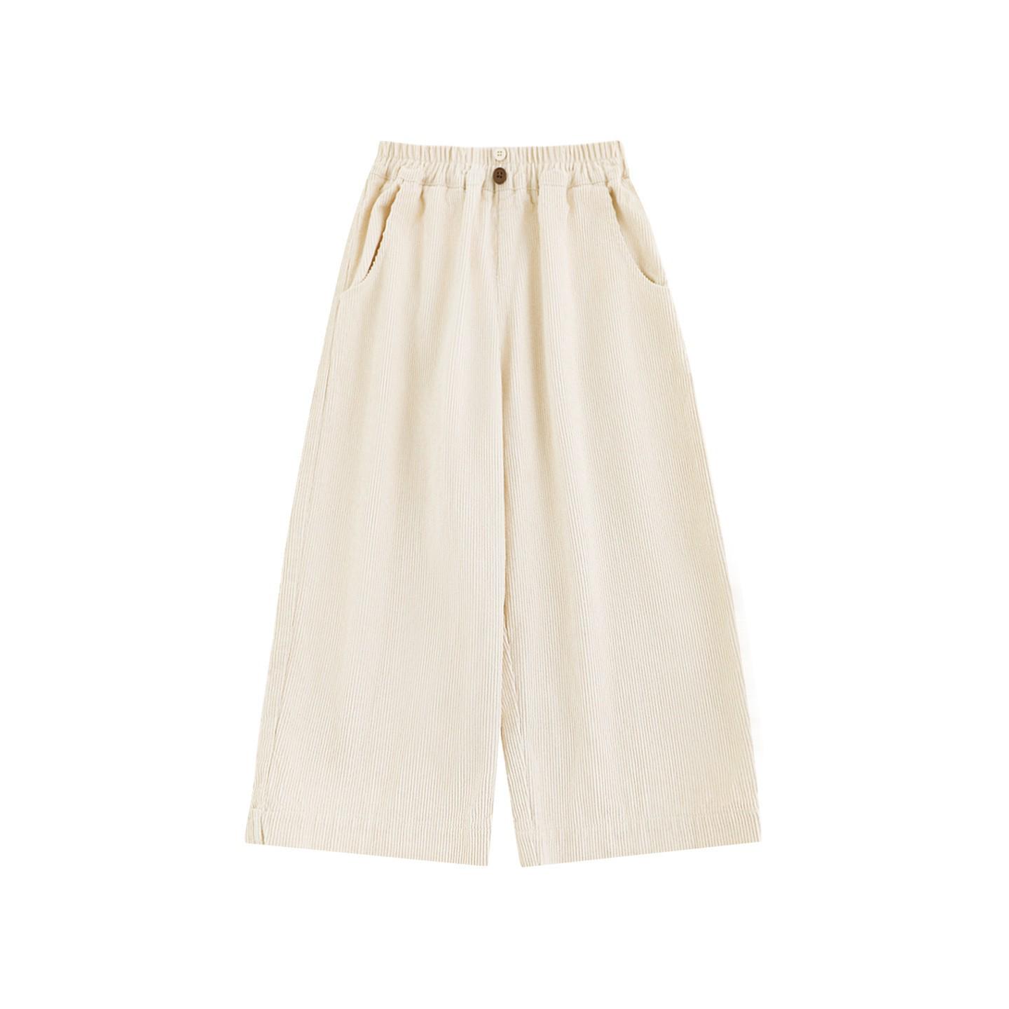 

Libu Girl s Retro Corduroy Pants - Soft, Skin-Friendly, Windproof, Warm, Loose-Fit Straight-Leg for Autumn