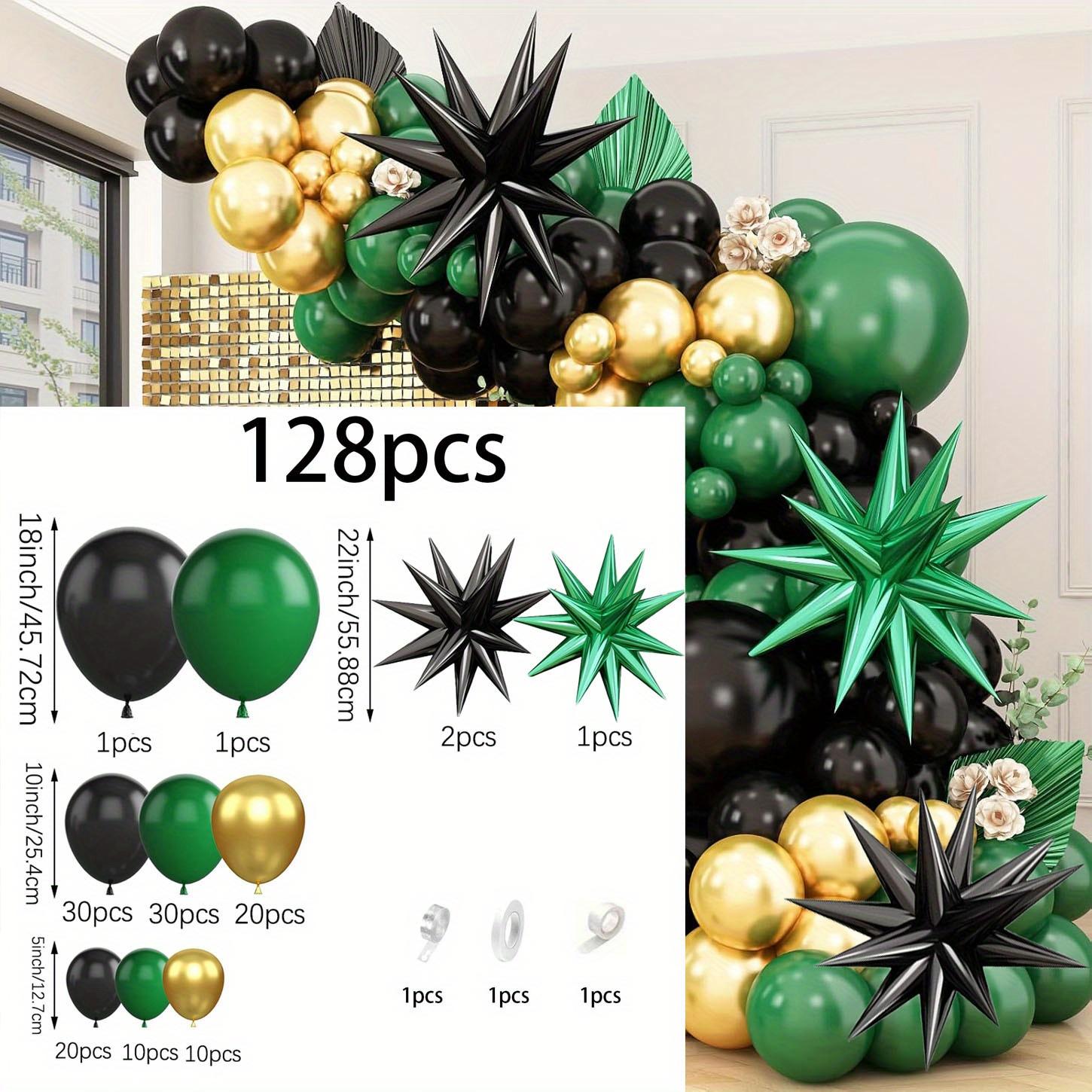 

128pcs Green, Black and Gold Balloon Garland Arch Kit for Birthdays, Anniversaries, Graduations, Wedding Parties and Decorations Other