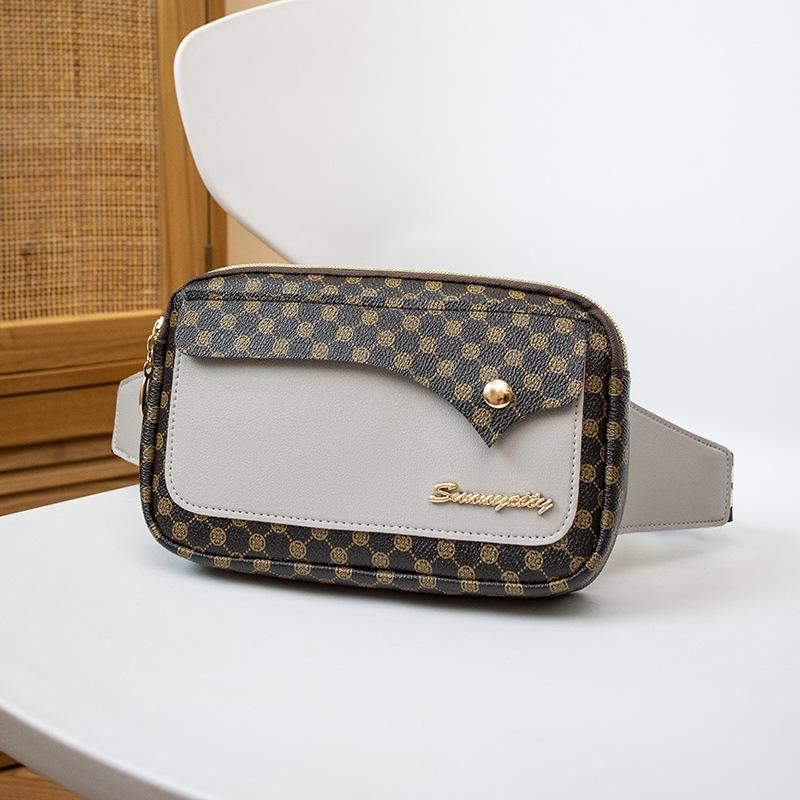 

New printed fanny pack, women s sports running, mobile phone fanny pack, fashionable outdoor, new wallet. серый