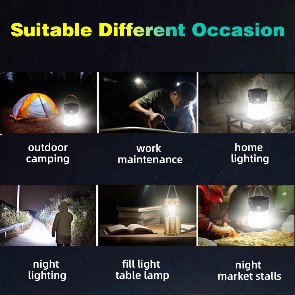 Solar Tent Lantern with Power Bank Function, Long Lasting,COB+LED Dual Light,USB Backup,Perfect for Camping,Hiking,Power Outage