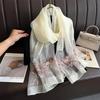 Luxury Brand Silk Wool Scarf Neckerchief Shawl Wraps Hijab Bandana Women Beach Female Foulard Flower Kerchief Elegant Scarves