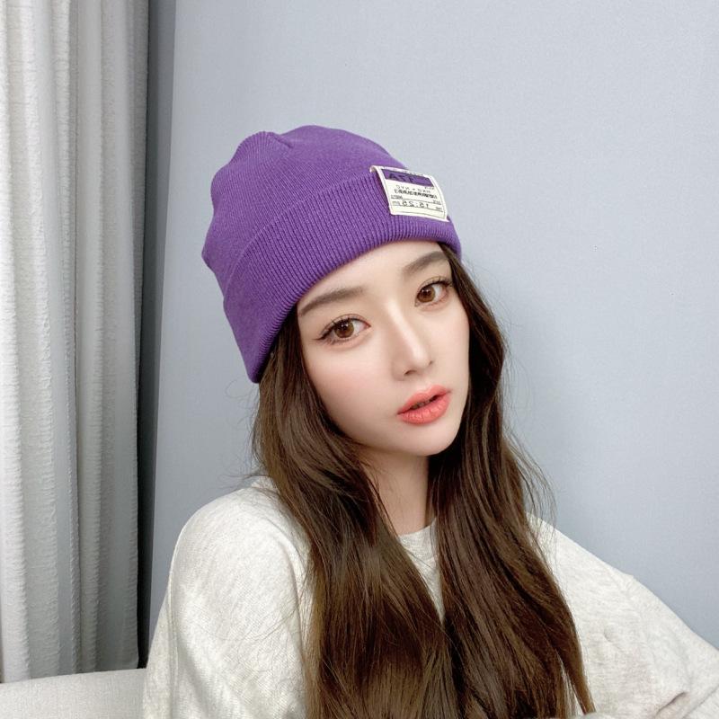 Autumn and Winter Warm Ear Protection Knitted Hat Women's Versatile Candy Color High Density Wool Hat Men's Hat