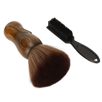 Neck Duster Nylon Bristle Wooden Handle Fast Cleaning Perfect Size Barber Brush with Plastic Brush