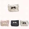 1Pc Cute Women Makeup Mini Bag Korean Lace Bow Portable Coin Purse Small Handbag Kawaii Female Cosmetic Storage Pouch