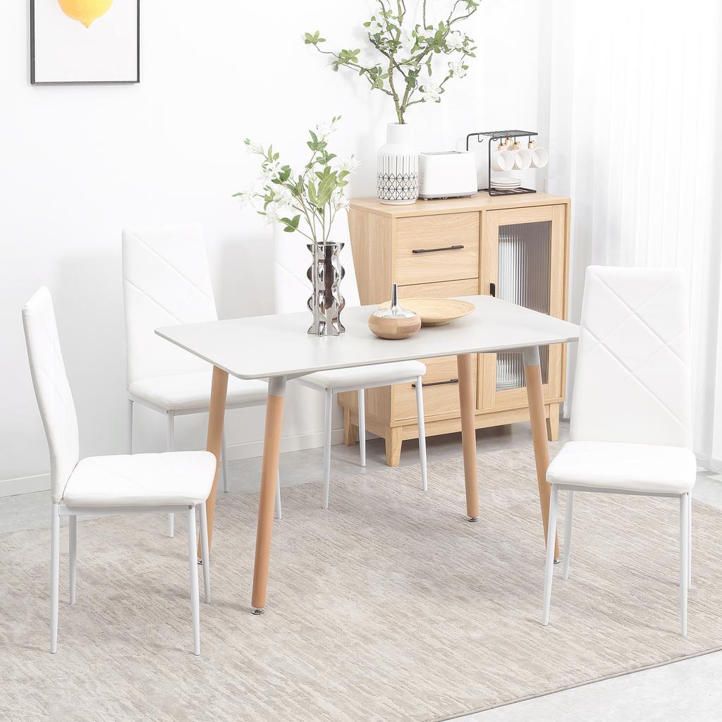 Set di 4 Sedie, Sedie da Pranzo, Sedie da Cucina, 41 cm x 50 cm x 97 cm, Bianco