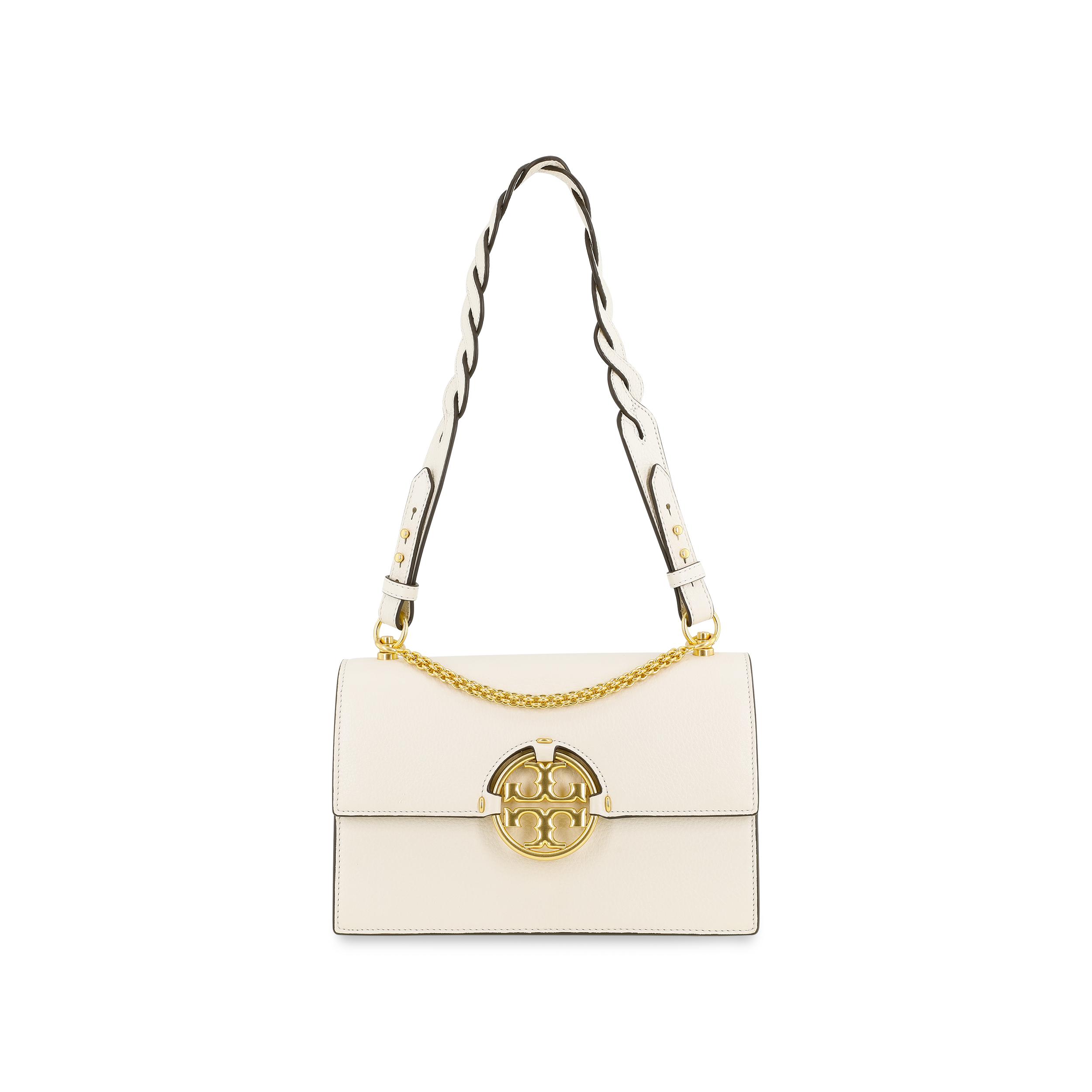 

Tory Burch Miller TB Flap Chain Bag Leather Shoulder Crossbody Small Women bags White 82505-104 Basic Set (Bag+Dust Bag)