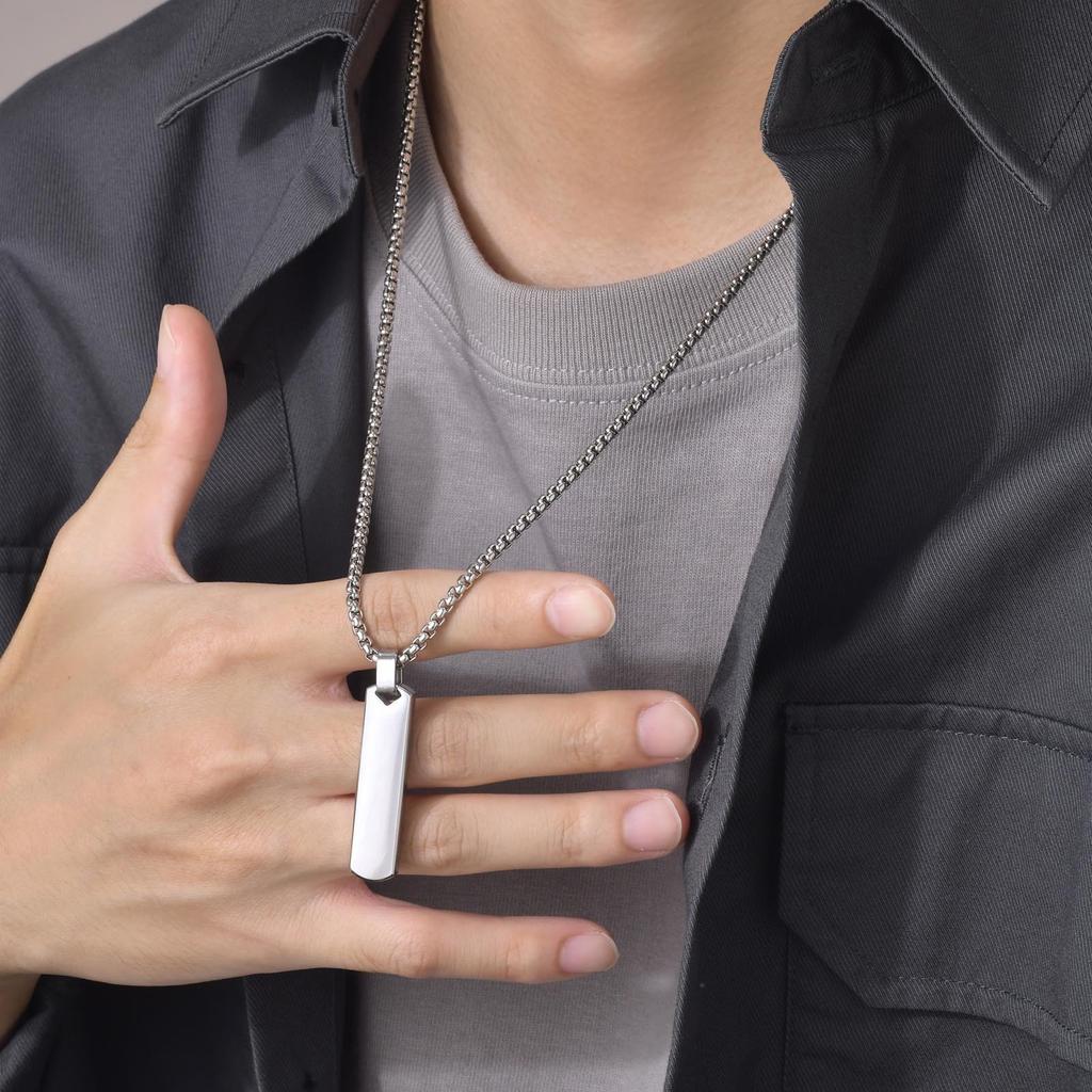 2pcs Vertical Layer Necklaces for Men Boys,Wateproof Stainless Steel Cuban Chain Collar,Stylish Men's Sweater Chain