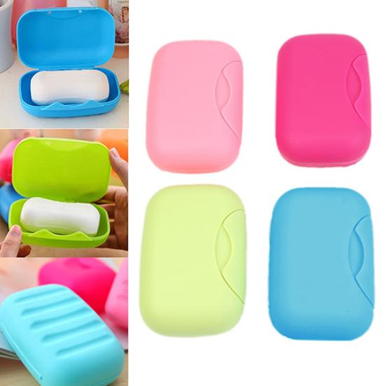 Candy Color Travel Soap Dish Box Portable Case Holder Container Bathroom Tool