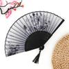 1pc-Retro Ink Orchid Silk Folding Fan New Chinese Style Ancient Lotus Hand Fans Close Friend Gift Classic Hanfu Decorated Crafts