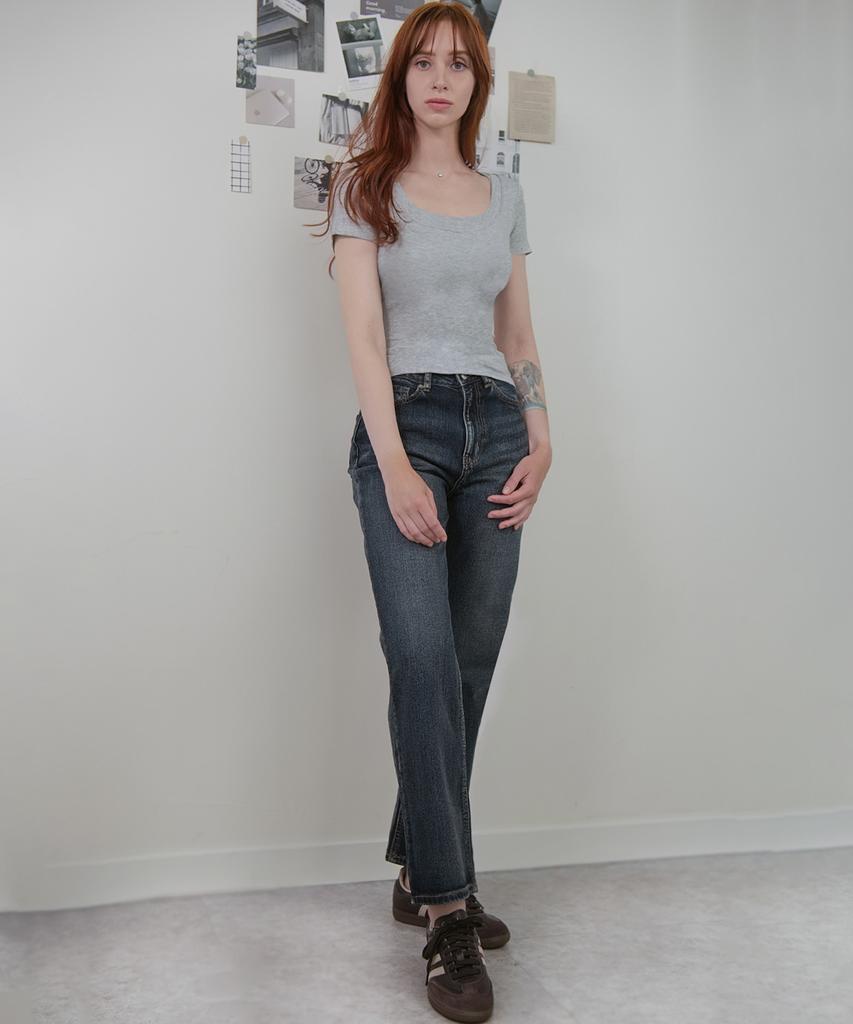 Keulleiseu U-Neck Bra-Cap Slim Fit Crop Short Sleeve T-Shirt_Light Blue