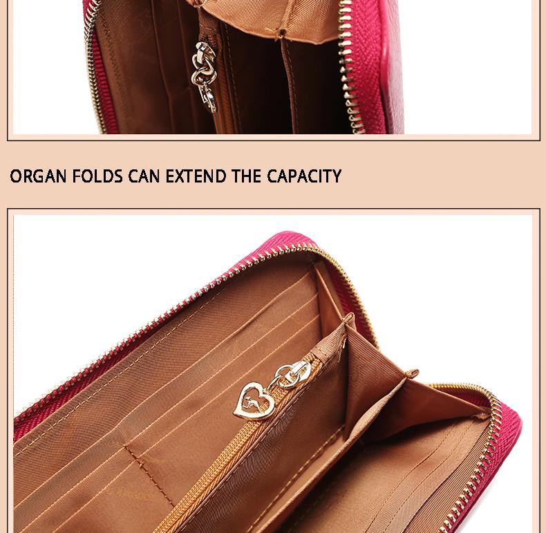 KANGAROO KINGDOM Women Wallet Genuine Leather Long Lady Clutch Purse Zipper Card Holder