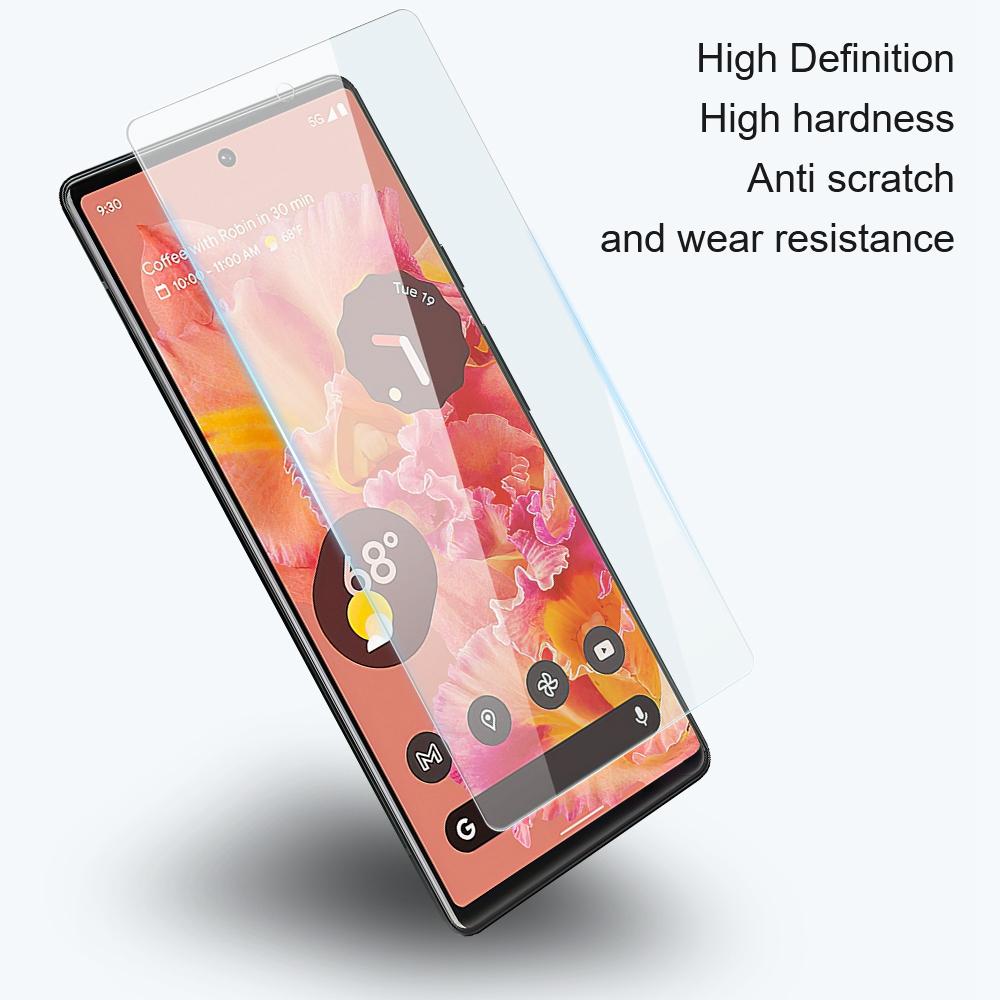 AMORUS Hoch Aluminium-Silizium Glas Displayschutzfolie für Google Pixel 6, 2.5D gebogener Rand HD Klar Bruchsicher Bildschirmschutz