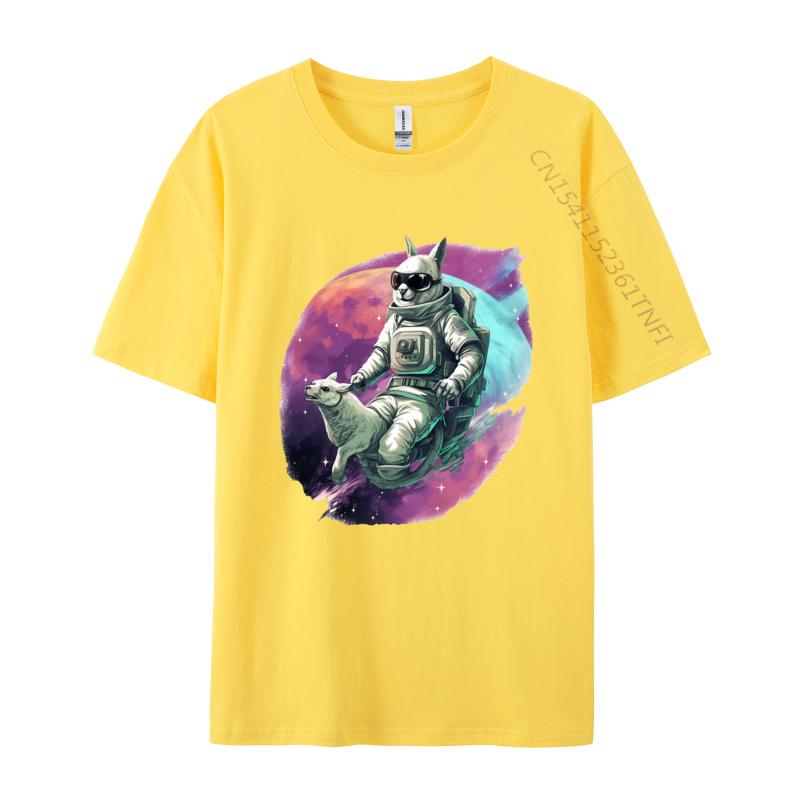 Astronaut Känguru Reitet Auf Einem Pferd T-Shirt für Männer Tier T-Shirts Verrückte Oberteile T-Shirts Im Angebot Grafik T-Shirts
