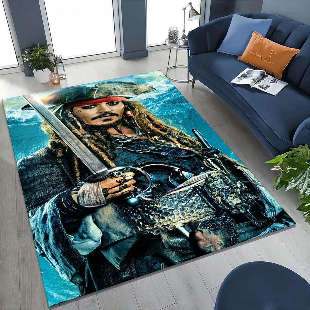Captain Jack Pirates of The Caribbea Johnny Depp Carpet Rug for Bedroom Living Room Sofa Home Doormat Decor,Non-slip Floor Mat