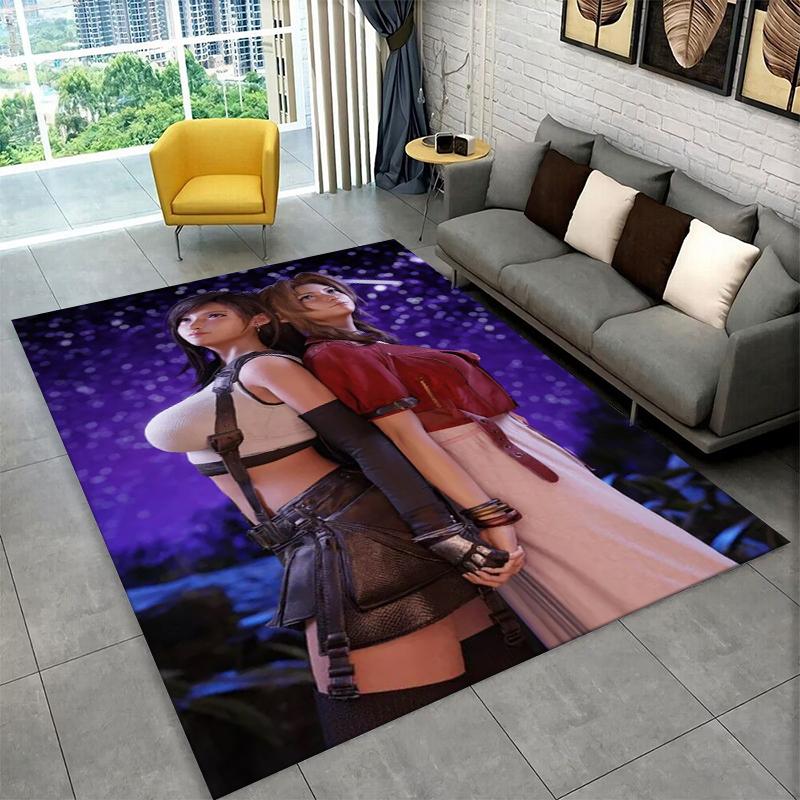Cloud Tifa Final Fantasy Games Sephiroth Carpet Rug for Bedroom Living Room Sofa Playroom Doormat Home Decor,Area Rug Non-slip