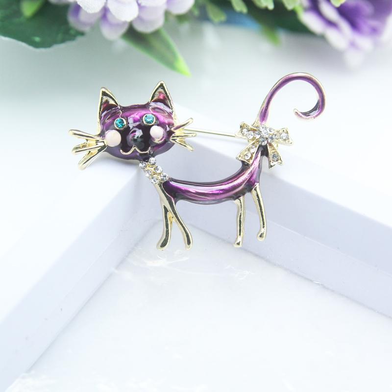 3 Kolory Kreatywne Modne Urocze Koty Kryształowe Broszki Szpilki Dla Kobiet Dziewczyn Emaliowane Odznaki Zwierzęce Słodkie Ubrania Płaszcz Biżuteria Szpilka