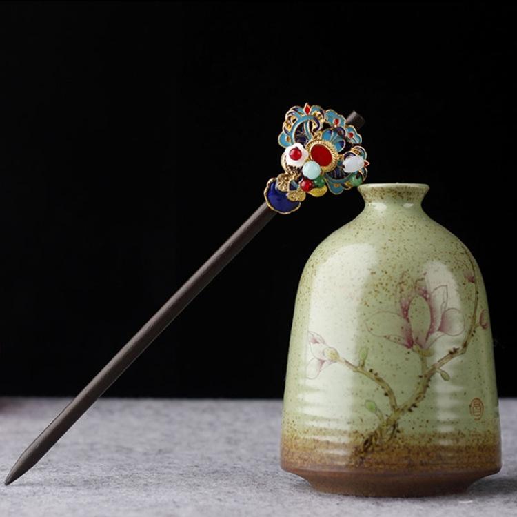 Retro Walking Hairpin, Ancient Hanfu Fringed Headdress, Hairpin, Court Classical Disc Hair, Wooden Hairpin, Hair Accessories