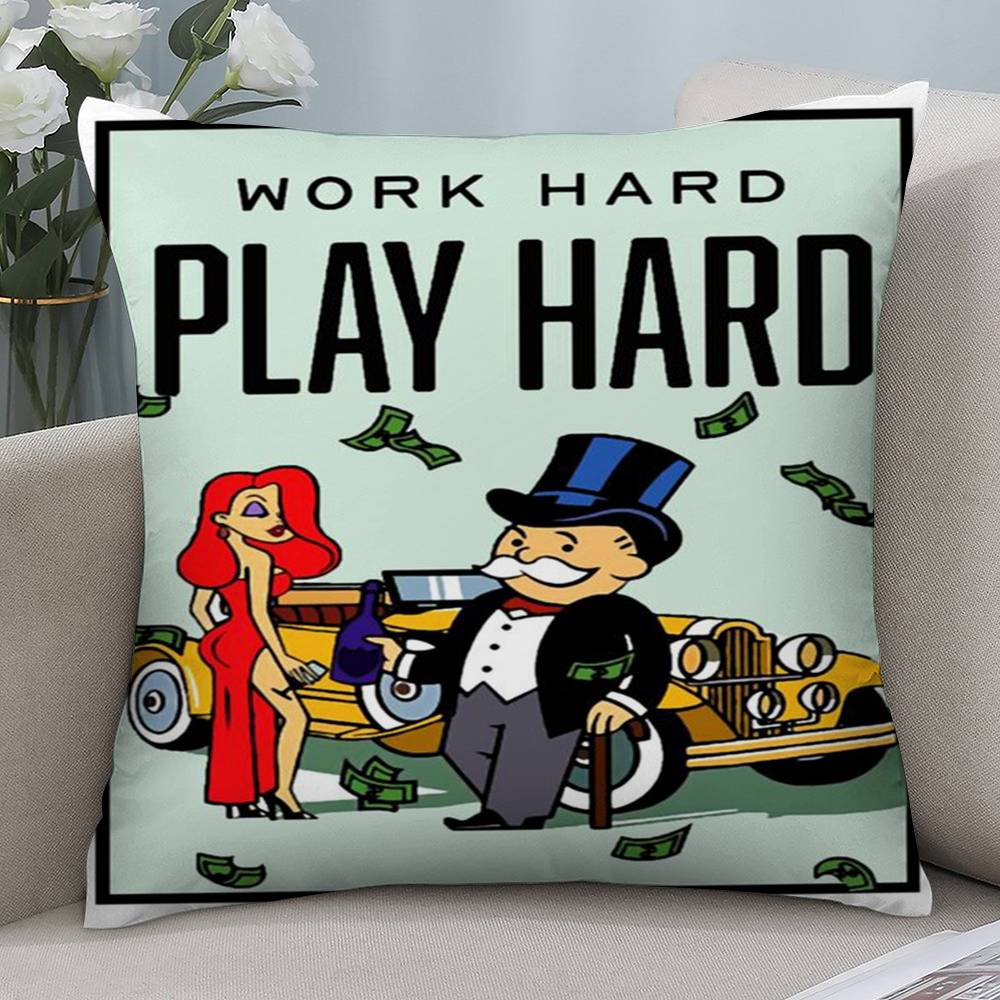 

Мультяшная наволочка для подушки с деньгами M-Monopoly Dollar из короткого плюша с двусторонним принтом, квадратные наволочки для диванных декоративных подушек 12x12Inch