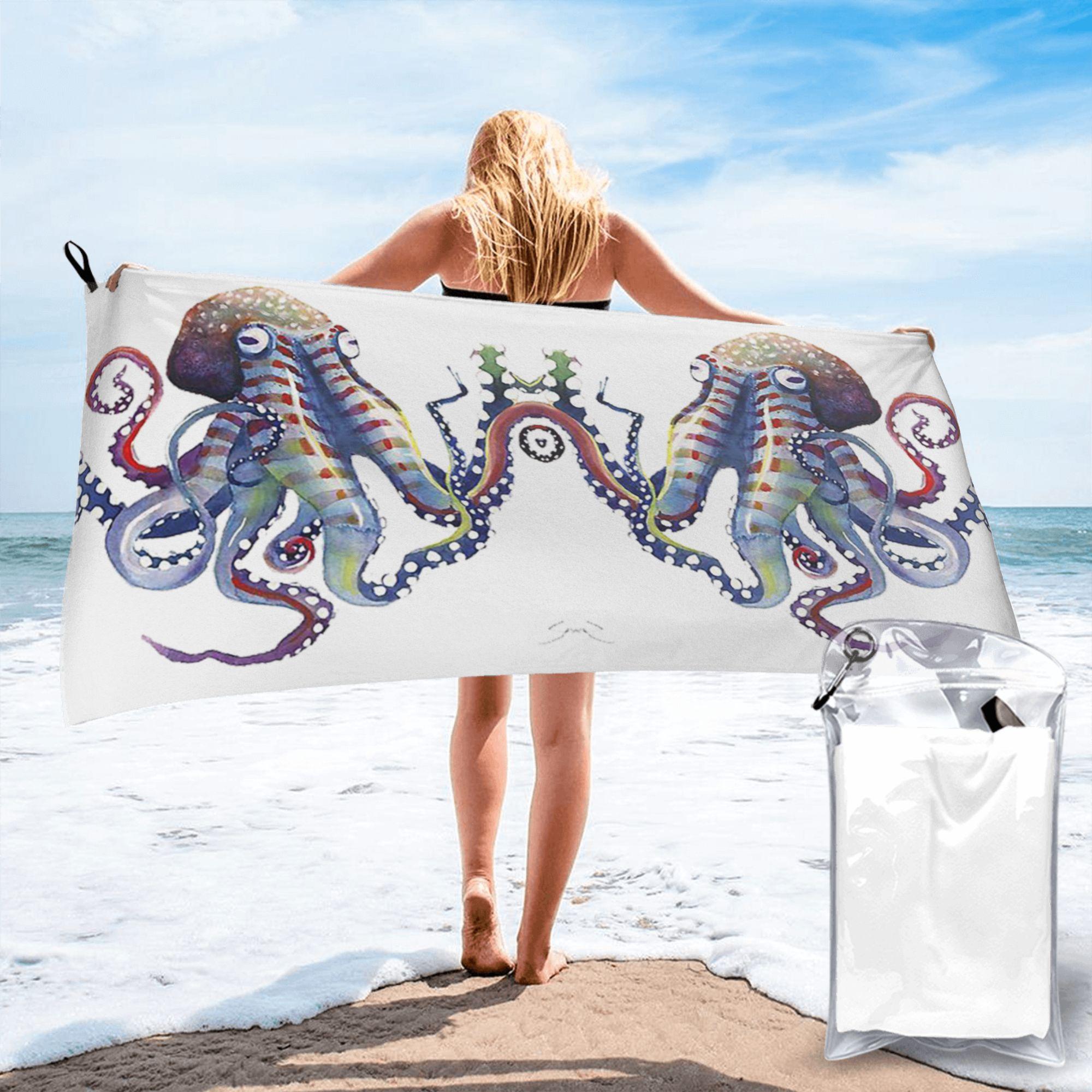 Octopus Beach Towel Soft Microfiber Quick Dry Absorbent Quick Towels For Pool W30*H60(CM)