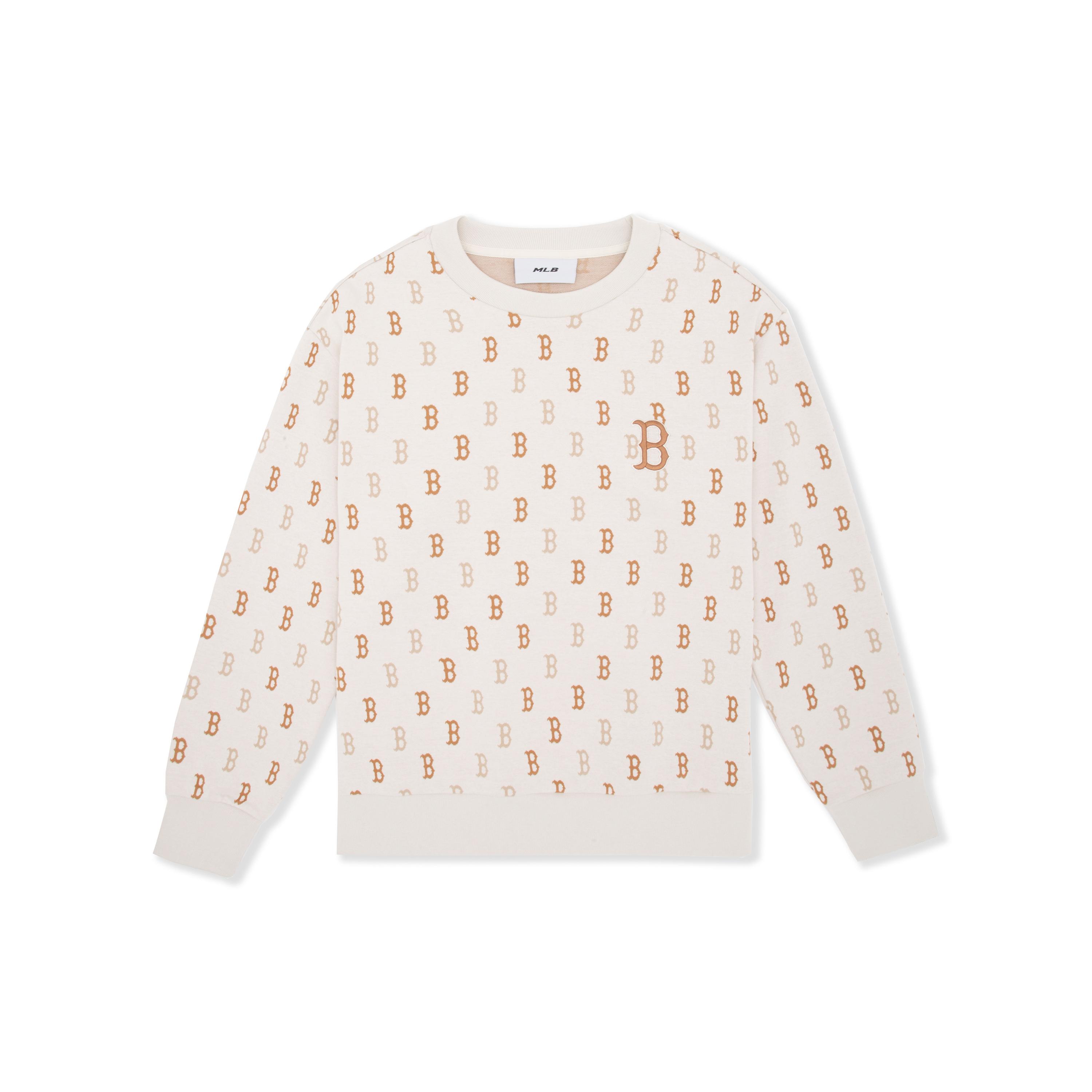 

New MLB MONOGRAM Collection Boston Red Sox 24FW Crewneck Sweatshirt Unisex Dark Cream 3AMTM0344-43CRD M