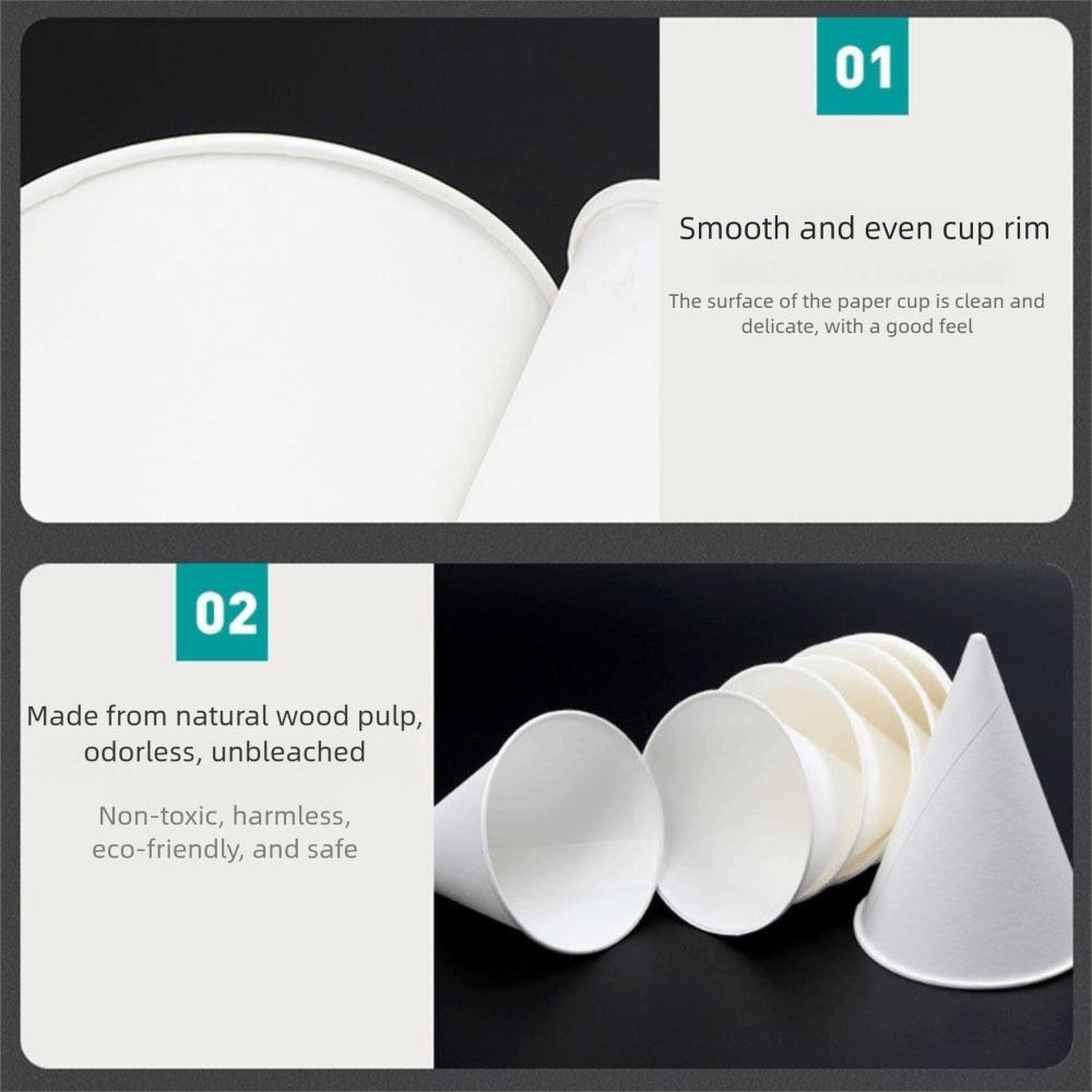 200Pcs 3.7Oz/4.5Oz White Paper Cone Cups Leakproof 200 Count Disposable Paper Cups Thicken Multi-functional Snow Cone Cups