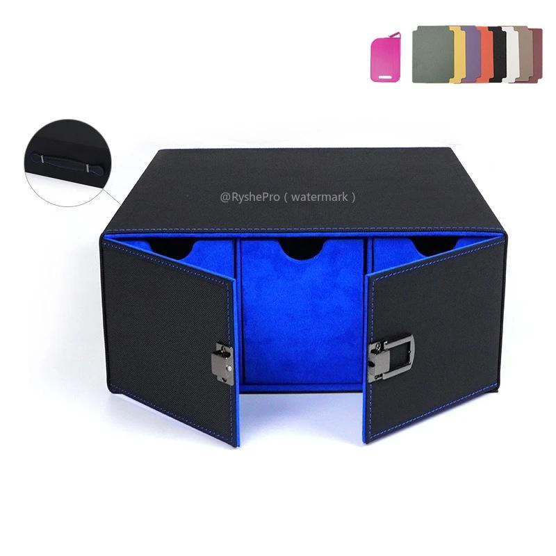 Large Capacity Card Deck Box Holds 1000+ Trading Cards PU Leather Handheld Card Storage Box for MTG TCG Baseball Sport Cards