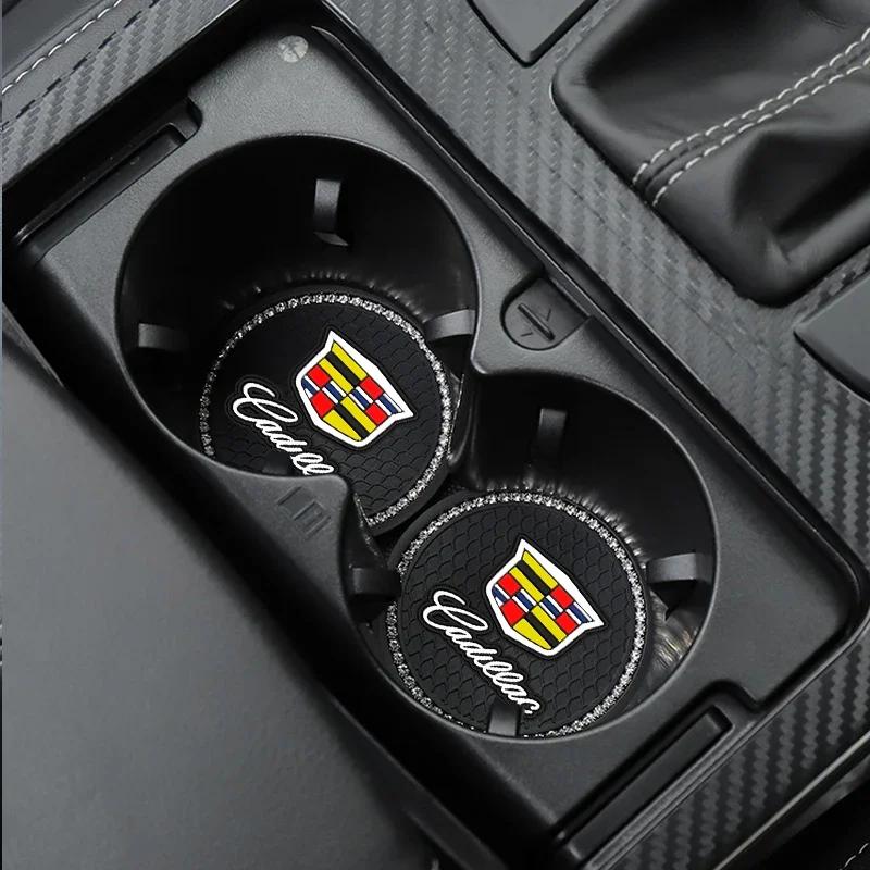 For Toyota Land 2pcs Silicon Car Cup Coasters Anti-slip Mats for Cadillac Escalade GT4 XT4 ATS XT5 CTS SRX XTS ELR BLS STS XLR EXT CT4 Styling