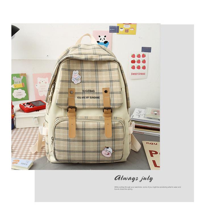 Kawaii kreslená plátěná školní taška, velkokapacitní roztomilý módní batoh Krásný ležérní batoh