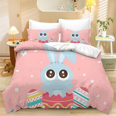 Home Textiles Three-Piece Easter Cute Cartoon Digital Printing Quilt Pillowcase Bedding