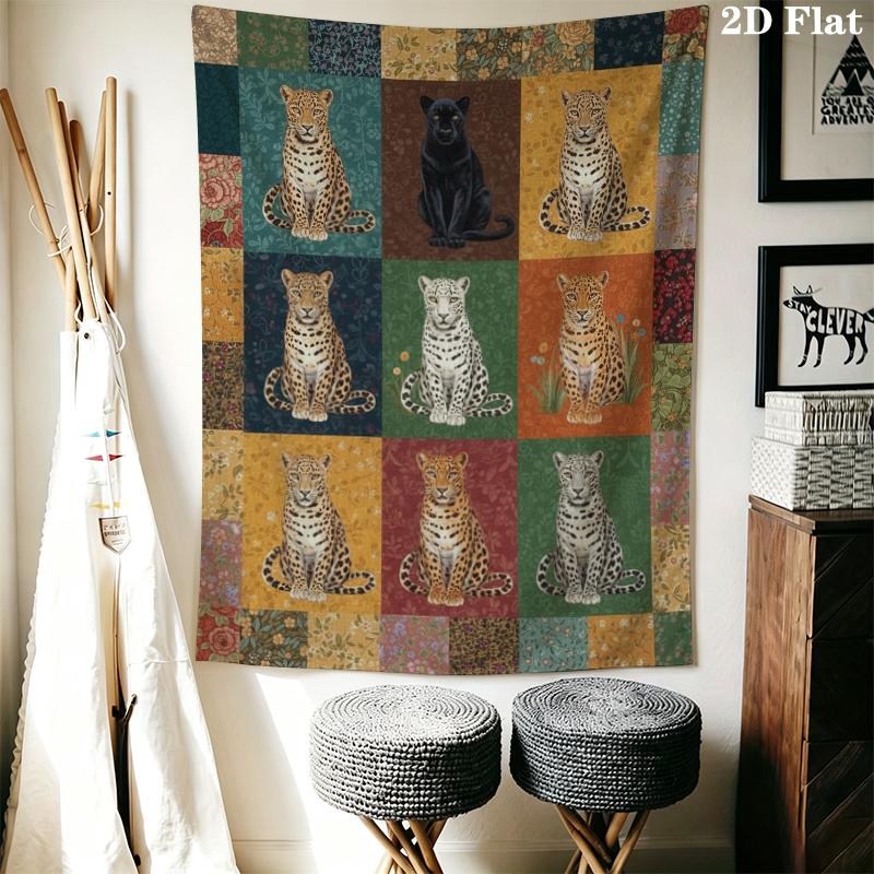 Retro patchwork Animal Wall Tapestry Aesthetic Wall Hanging Printed Fabric Blanket Decorative Tapestries for Bedroom Living Room Home Decor