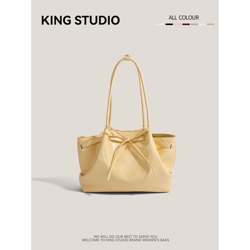 

South korea Niche Portable Vegetable Basket Bag Women 2025 New Trendy Versitile Fashion Shoulder Bag Bow Tote Bag Yellow