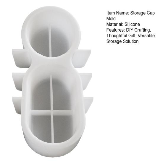 Double-mouth Storage Cup Mold Jewelry Candy Makeup Brushes Silicone Storage Cup Mold Oval Bowl Mold for Resin Crafts