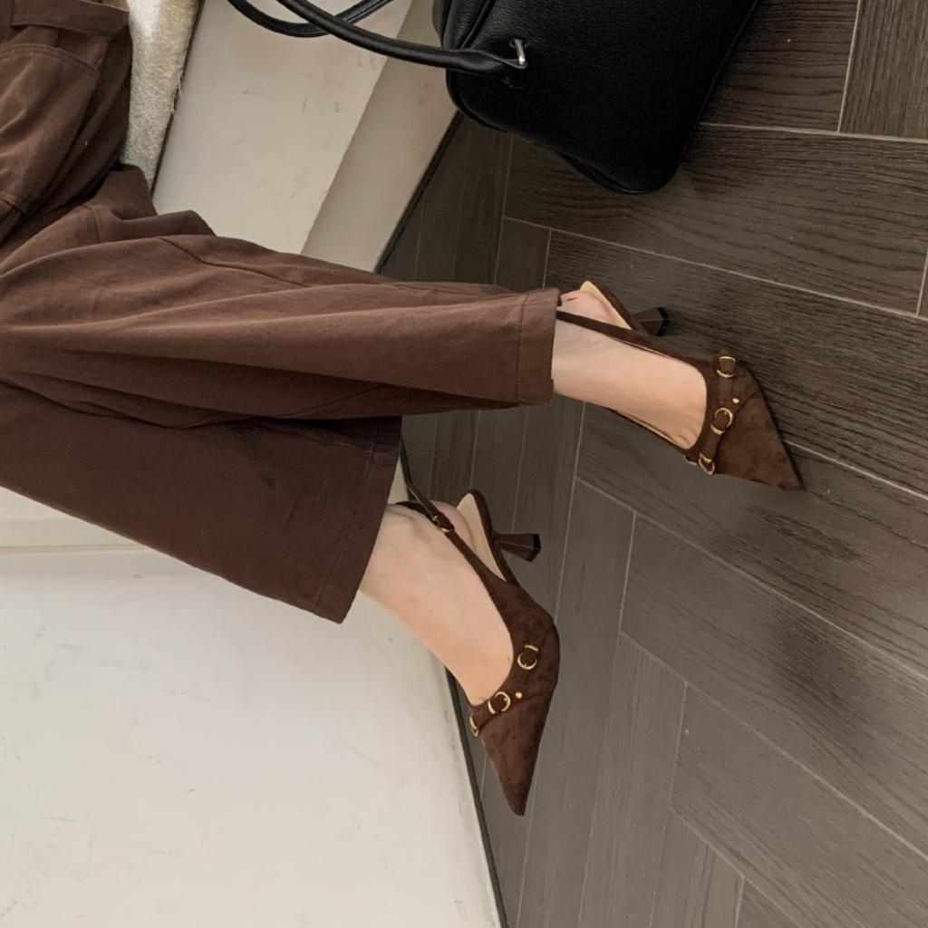 Französische Tasche Kopf Hohe Absätze Sandalen Leichter Mund Frühling Leere Dünne Ferse Temperament Berühmtheit Spitze Kopf Einzelne Schuhe Damenschuhe