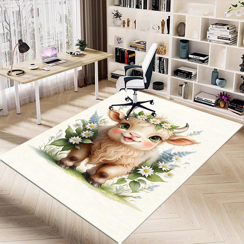 1PC goat flowers Extra Large Non Slip Floor carpet, Office, family, bedroom, Studio Large Area Rug Indoor Rugs, , Vibrant Colors
