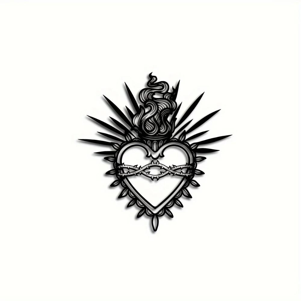 Heiliges Herz Metall Wandkunst Religiöse Figur Christus mit Heiligen Worten Verse Dekoration für Glaube Zuhause Wohnzimmer