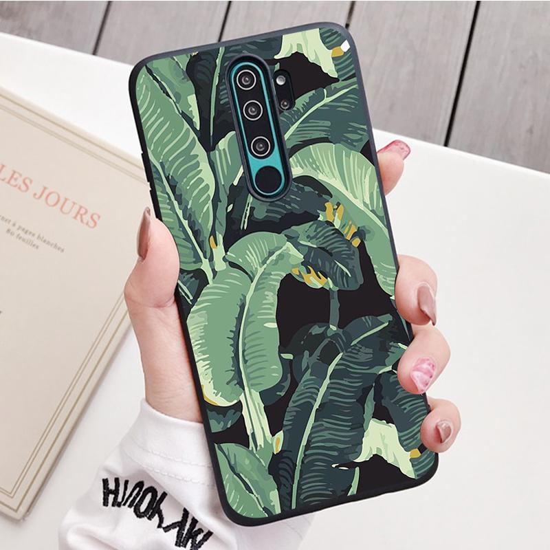 Retro květina z banánového listu, černý silikonový kryt na telefon pro Redmi Note 8 7 Pro S 8T pro Redmi 9 7A