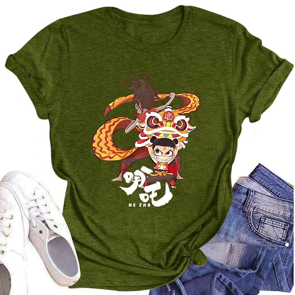 Women's Short-sleeved Print Round Neck Short-sleeved T-shirt Top