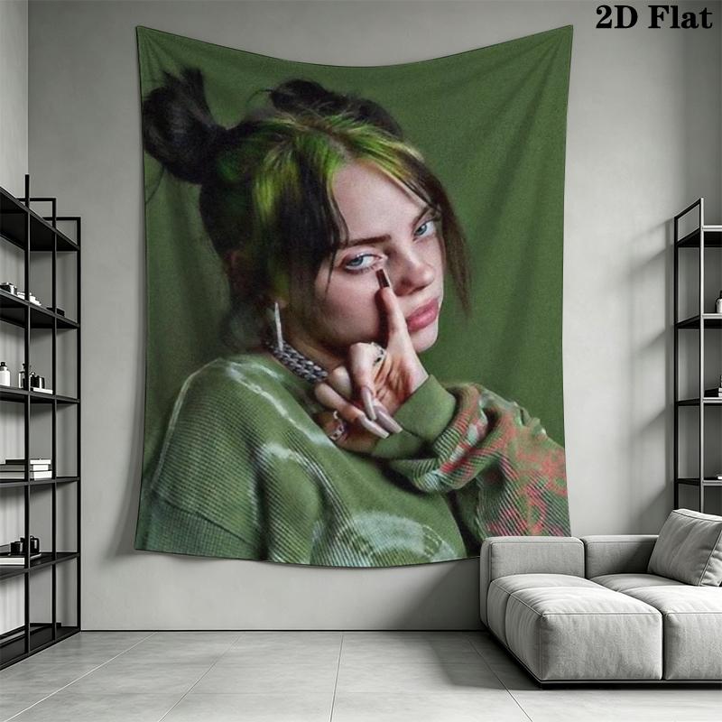 Billie Eilish Wall Tapestry Aesthetic Wall Hanging Printed Fabric Blanket Decorative Tapestries for Bedroom Living Room Home Decor
