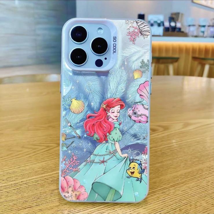 Ins mermaid princess phone case for iPhone 16 Pro Max and iPhone 18 Plus, cartoon style, drop-proof, 13x hard X