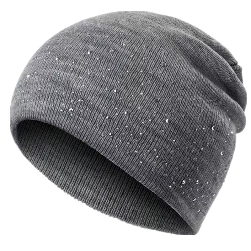 Damen Lässige Winter Herbst Mütze Stilvolle & Glänzende Strass-Dekoration Damen Beanie Outdoor Streetwear Strickmütze