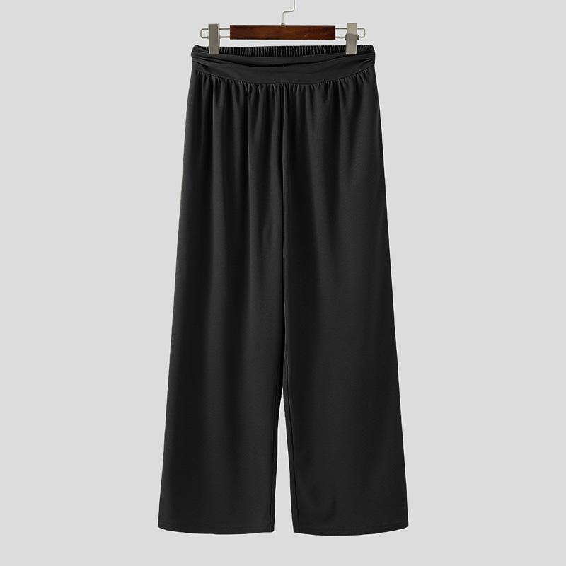 INCERUN Pánské vysoce elastické pasové ležérní volné texturované dlouhé kalhoty