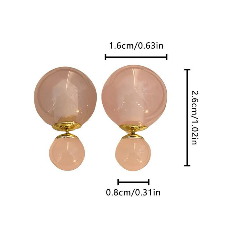 Double Sided Round Ball Earrings For Women Light Luxury Sweet Versatile Fresh Color Ear Studs Unique Jewelry Accessories