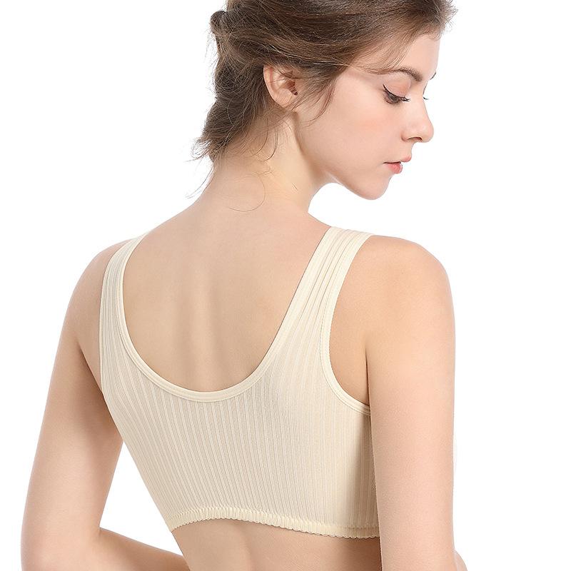 New soft cotton cup underwear women's front zipper fixed cup no steel ring vest type large size bra