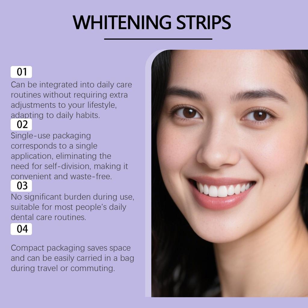 Feimuko Mint-Infused Purple Teeth Whitening Strips - Gentle, Non-Irritating, Invisible Fit